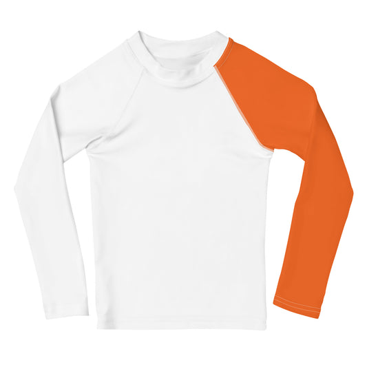 Toddler White and Orange Rash Guard