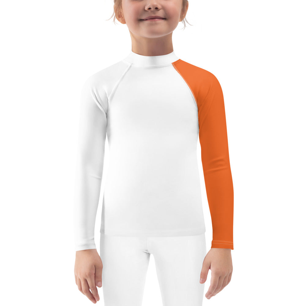 Toddler White and Orange Rash Guard