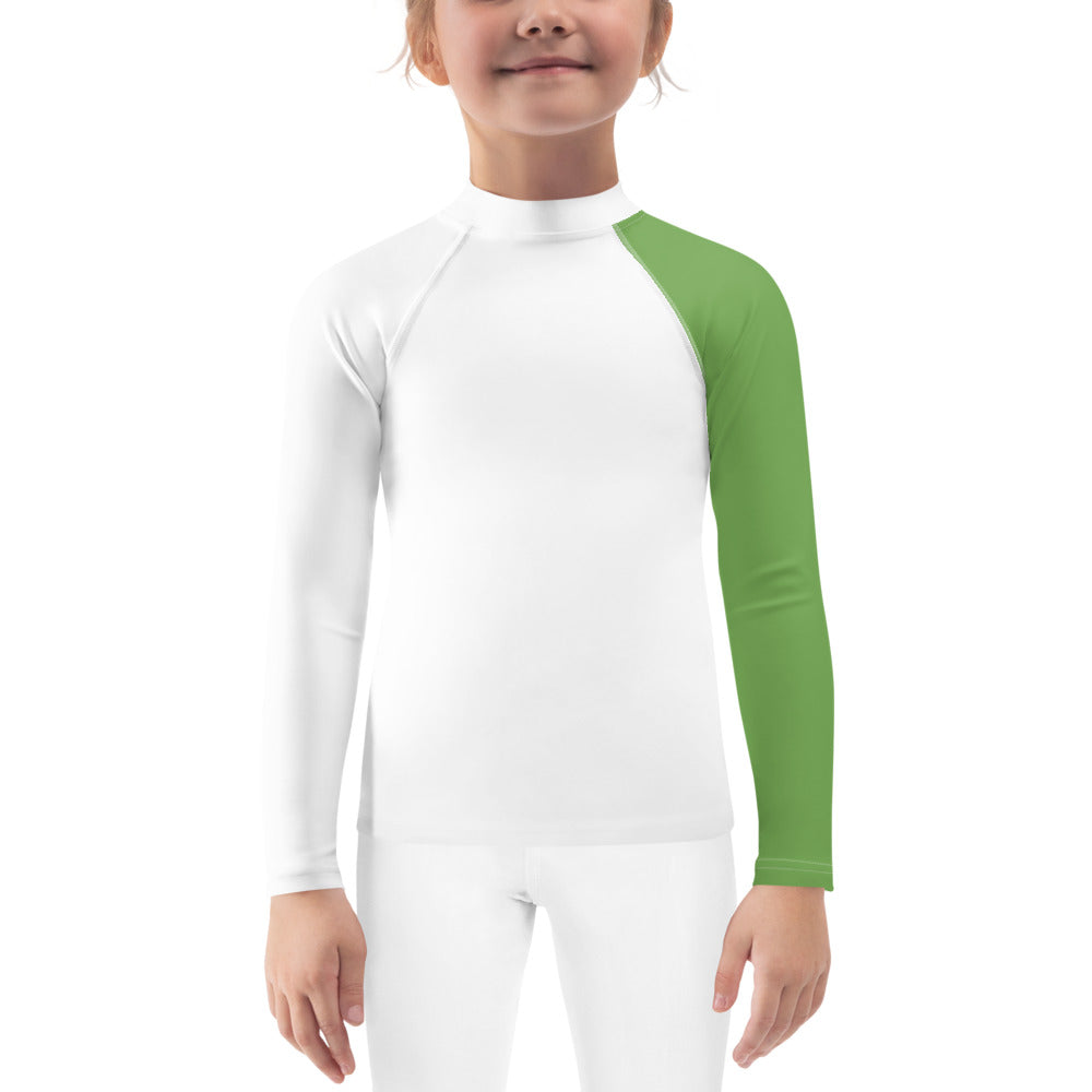 Toddler White and Green Rash Guard